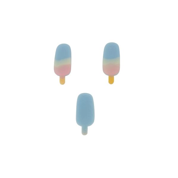 ПЛАСТМАСОВИ МЪНИСТА - РЕЗИН 3D - ЗА ЗАЛЕПВАНЕ - СЛАДОЛЕД 10 - 12х31х5мм СИНЬО СВ.-РОЗОВО СВ.-ЖЪЛТО - ПАКЕТ 30 бр. 