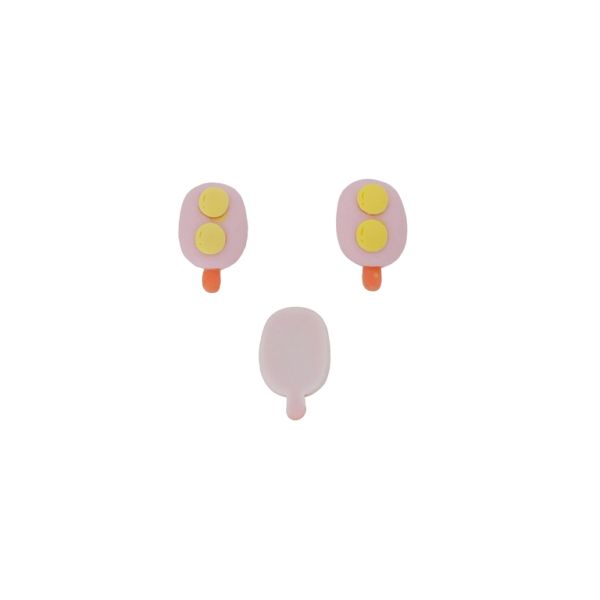 ПЛАСТМАСОВИ МЪНИСТА - РЕЗИН 3D - ЗА ЗАЛЕПВАНЕ - СЛАДОЛЕД 12 - 14х23х7мм РОЗОВО СВ.-ЖЪЛТО СВ.- ОРАНЖЕВО - ПАКЕТ 30 бр. 