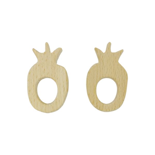 ДЪРВЕНИ ЗАЛЪГАЛКИ - АНАНАС 01 - 43х74х10мм НАТУРАЛЕН - ПАКЕТ 6 бр. Отвор-22х27мм