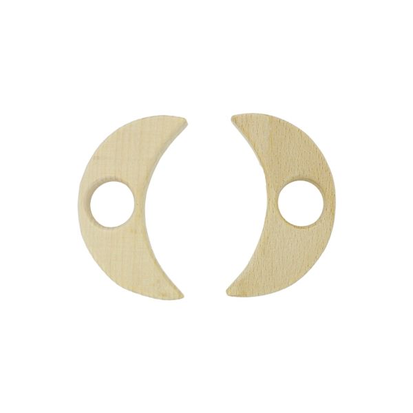 ДЪРВЕНИ ЗАЛЪГАЛКИ - ЛУНА 01 - 25х73х10мм НАТУРАЛЕН - 1 бр. Отвор-20мм