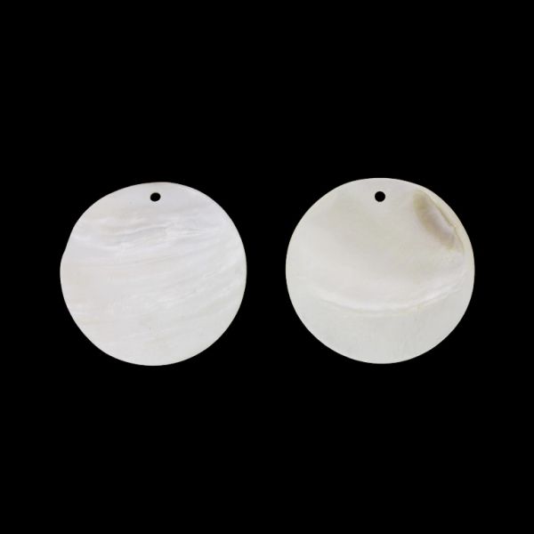MOTHER OF PEARL BEADS - PENDANT - CIRCLE 01 - 55x2.5mm WHITE - PACKAGE 10pcs. Hole-2.8mm 