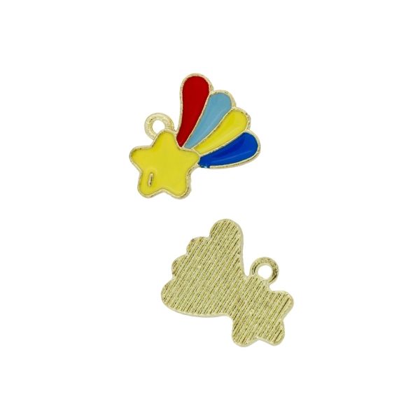 METAL BEADS WITH ENAMEL - PENDANT - FALLING STAR 02 - 17x14x1.5mm GOLD AND MIX - PACKAGE 50pcs. Hole-1.5mm