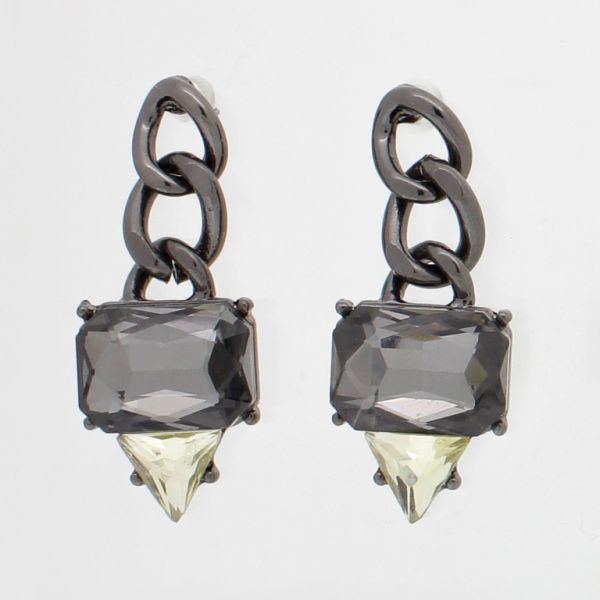 JEWELRY - EARRINGS - SCREW - CRYSTALS - Е868 - 1.4x3.6cm OXIDIZED-ECRU-GRAY - PACKAGE 6 pairs