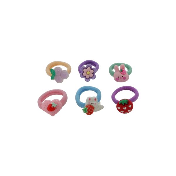 JEWELRY - ACCESSORY FOR HAIR - RUBBER WITH RESIN 3D - MIX 01 - MIX COLORS - 30pcs.