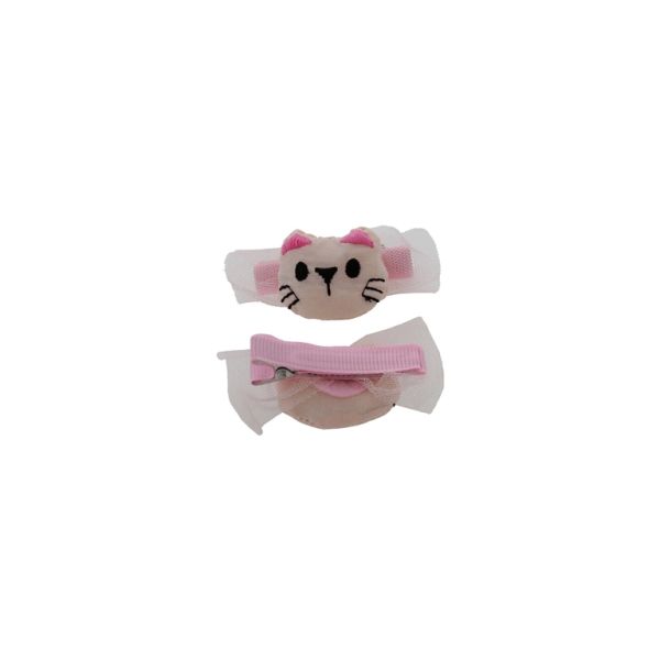 БИЖУТЕРИЯ - ФИБА - ТИК-ТАК - МЕТАЛ И САТЕН - КОТКА 02 - 4.8х2.7х2.1см НИКЕЛ-РОЗОВО-ЦИКЛАМА - 5 бр.