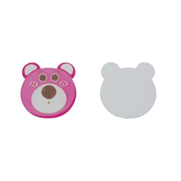 ПЛАСТМАСОВИ МЪНИСТА - РЕЗИН 2D - ЗА ЗАЛЕПВАНЕ - МЕЧЕ 57 - 37х38х2мм РОЗОВО Т.-ЦИКЛАМА-БЯЛО - ПАКЕТ 20 бр.