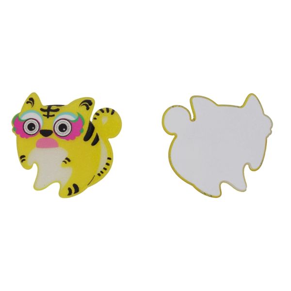 ПЛАСТМАСОВИ МЪНИСТА - РЕЗИН 2D - ЗА ЗАЛЕПВАНЕ - ТИГЪР 22 ОЧИЛА - 46х43х2мм ЖЪЛТО И МИКС - ПАКЕТ 20 бр.