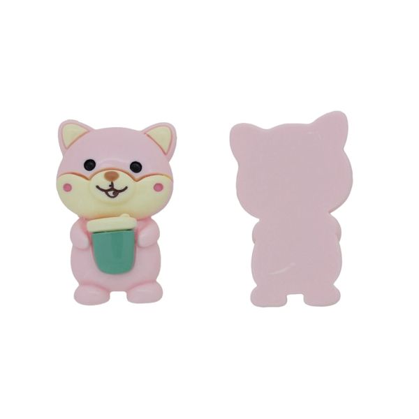 ПЛАСТМАСОВИ МЪНИСТА - РЕЗИН 3D - ЗА ЗАЛЕПВАНЕ - КОТКА 10 ЧАША - 34х56х13мм РОЗОВО СВ.-ЕКРЮ-ТЮРКОАЗ - ПАКЕТ 10 бр.