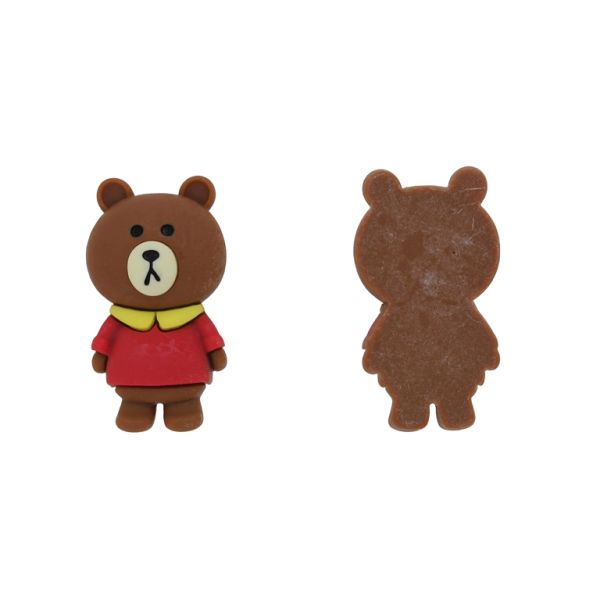 ПЛАСТМАСОВИ МЪНИСТА - РЕЗИН 3D - ЗА ЗАЛЕПВАНЕ - МЕЧЕ 66 - 29х53х12мм КАФЯВО-ЧЕРВЕНО-ЖЪЛТО - ПАКЕТ 10 бр.