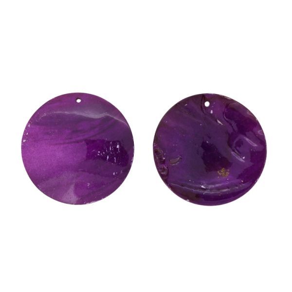 MOTHER OF PEARL BEADS - PENDANT - CIRCLE 01 - 60x2.5mm PURPLE (DARK) - SECOND-RATE - PACKAGE 10pcs. Hole-2.4mm 