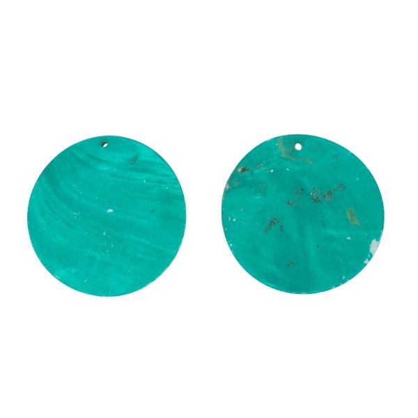 MOTHER OF PEARL BEADS - PENDANT - CIRCLE 01 - 60x2.5mm TURQUOISE - SECOND-RATE - PACKAGE 10pcs. Hole-2.4mm 