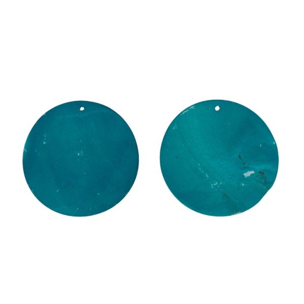 MOTHER OF PEARL BEADS - PENDANT - CIRCLE 01 - 60x2.5mm TURQUOISE (DARK) - SECOND-RATE - PACKAGE 10pcs. Hole-2.4mm 