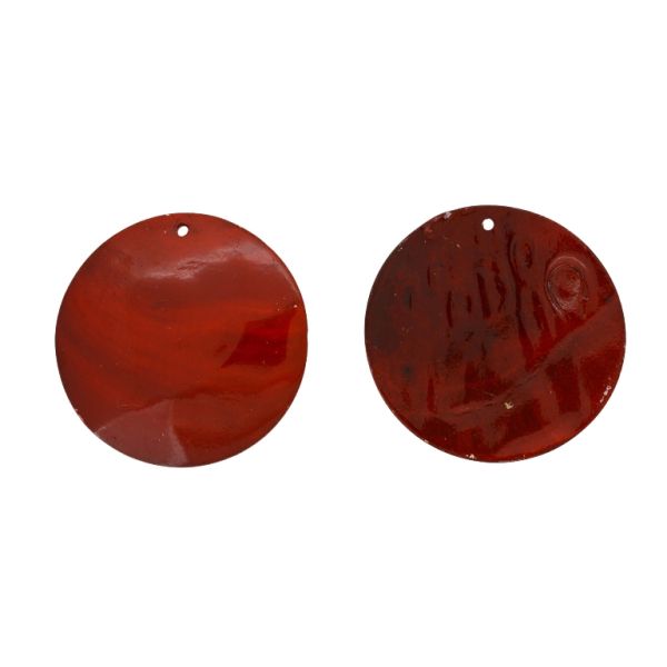 MOTHER OF PEARL BEADS - PENDANT - CIRCLE 01 - 60x2.5mm RED (DARK) - PACKAGE 10pcs. Hole-2.4mm 