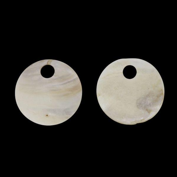 MOTHER OF PEARL BEADS - PENDANT - CIRCLE 02 - 60x2.5mm WHITE - SECOND-RATE - PACKAGE 10pcs. Hole-12.0mm 