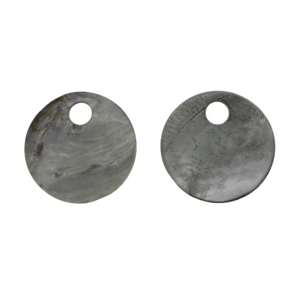 MOTHER OF PEARL BEADS  - PENDANT - CIRCLE 02 - 60x2.5mm GRAY (LIGHT) - 2pcs. Hole-12.0mm 