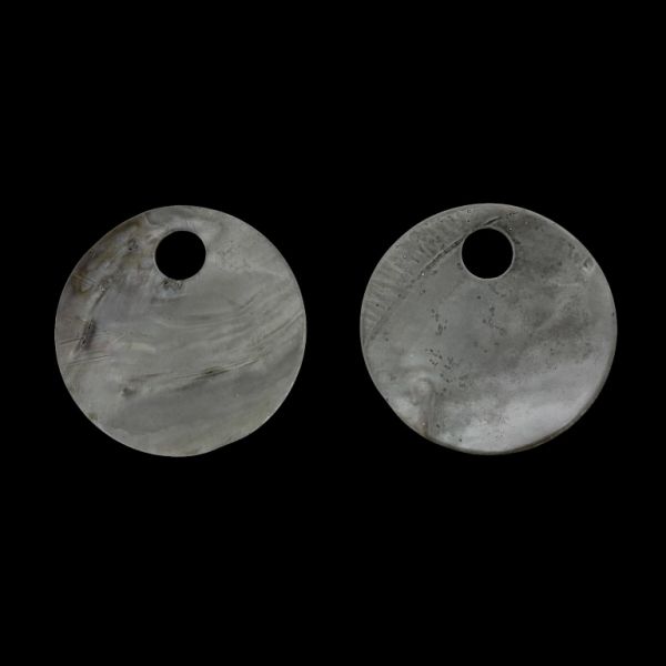 MOTHER OF PEARL BEADS - PENDANT - CIRCLE 02 - 60x2.5mm GRAY (LIGHT) - PACKAGE 10pcs. Hole-12.0mm 
