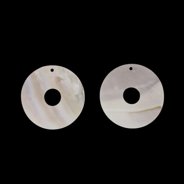 MOTHER OF PEARL BEADS  - PENDANT - CIRCLE 04 - 55x2.0mm WHITE - 2pcs. Hole-2.8mm 