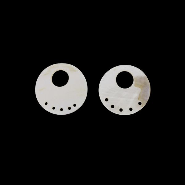 MOTHER OF PEARL BEADS  - PENDANT - CIRCLE 05 - 44x2.5mm WHITE - 2pcs. Hole-28mm 