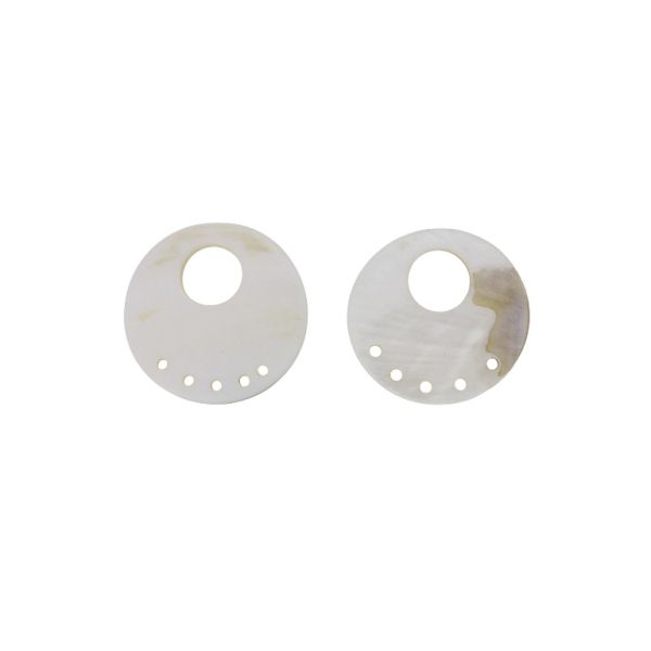 MOTHER OF PEARL BEADS - PENDANT - CIRCLE 05 - 44x2.5mm WHITE - PACKAGE 20pcs. Hole-28mm 