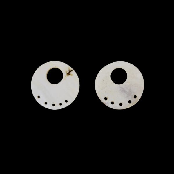 MOTHER OF PEARL BEADS - PENDANT - CIRCLE 05 - 44x2.5mm WHITE - SECOND-RATE - PACKAGE 20pcs. Hole-28mm 