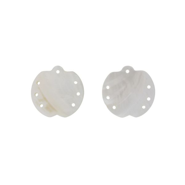 MOTHER OF PEARL BEADS  - PENDANT - APPLE 01 - 44x45x1.8mm WHITE - 2pcs. Hole-2.5mm 
