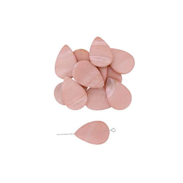 MOTHER OF PEARL BEADS - DROP 03 - 30x20x2.0mm PINK - PACKAGE 50pcs. Hole-0.8mm 