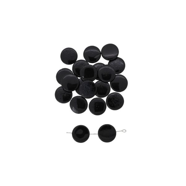 MOTHER OF PEARL BEADS  - CIRCLE 10 - 15x2.0mm BLACK - 20pcs. Hole-0.7mm 