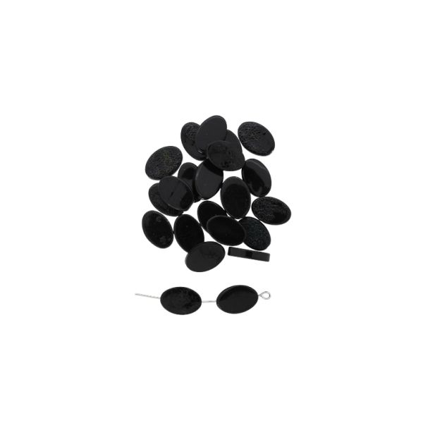 MOTHER OF PEARL BEADS - OVAL 04 - 16x11x3.5mm BLACK - PACKAGE 100pcs. Hole-0.7mm 