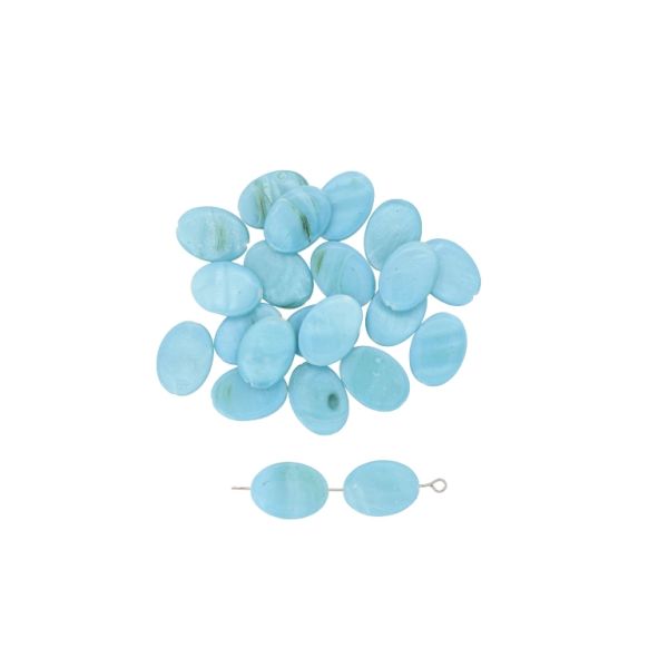 MOTHER OF PEARL BEADS  - OVAL 04 - 18x13x3.5mm BLUE (LIGHT) - 10pcs. Hole-0.7mm 