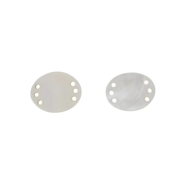 MOTHER OF PEARL BEADS  - CONNECTING ELEMENT - OVAL 01 - 42x32x3.0mm WHITE - 2pcs. Hole-3.5mm 