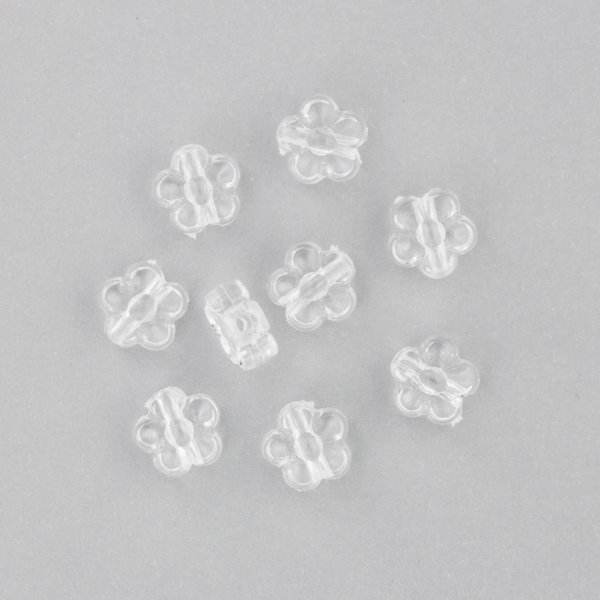 TRANSPARENT PLASTIC BEADS - FLOWER 02 - 8x4mm WHITE V01 - 50g Hole-2.0mm (285pcs.)