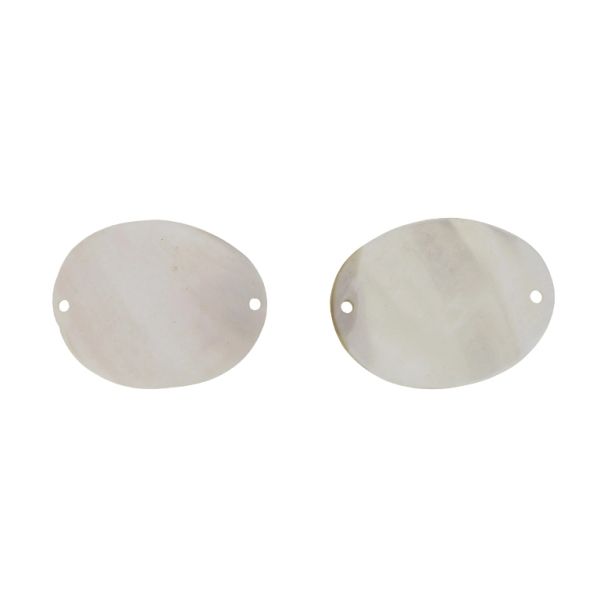 MOTHER OF PEARL BEADS  - CONNECTING ELEMENT - OVAL 03 - 57x45x3.4mm WHITE - 2pcs. Hole-3.2mm 