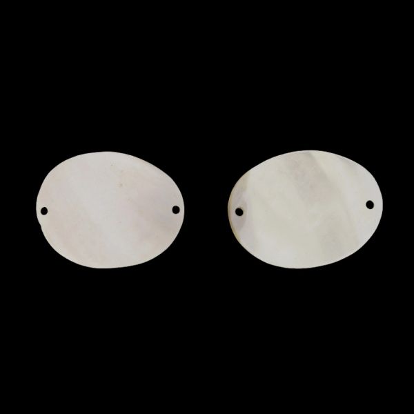 MOTHER OF PEARL BEADS  - CONNECTING ELEMENT - OVAL 03 - 57x45x3.4mm WHITE - 2pcs. Hole-3.2mm 
