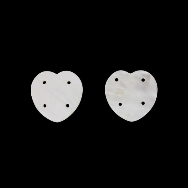MOTHER OF PEARL BEADS - CONNECTING ELEMENT - HEART 02 - 44x44x3.0mm WHITE - PACKAGE 20pcs. Hole-2.8mm 