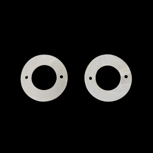 MOTHER OF PEARL BEADS - CONNECTING ELEMENT - RING 01 - 50x2.5mm WHITE - PACKAGE 20pcs. Hole-3.2mm 