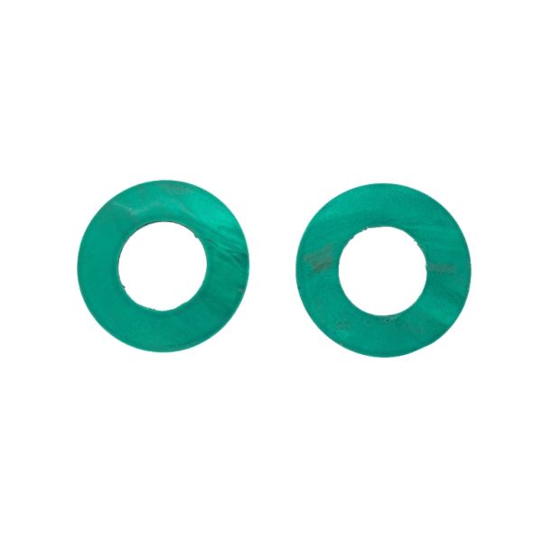 MOTHER OF PEARL BEADS  - CONNECTING ELEMENT - RING 02 - 50x2.5mm TURQUOISE - 2pcs. Hole-25.0mm 