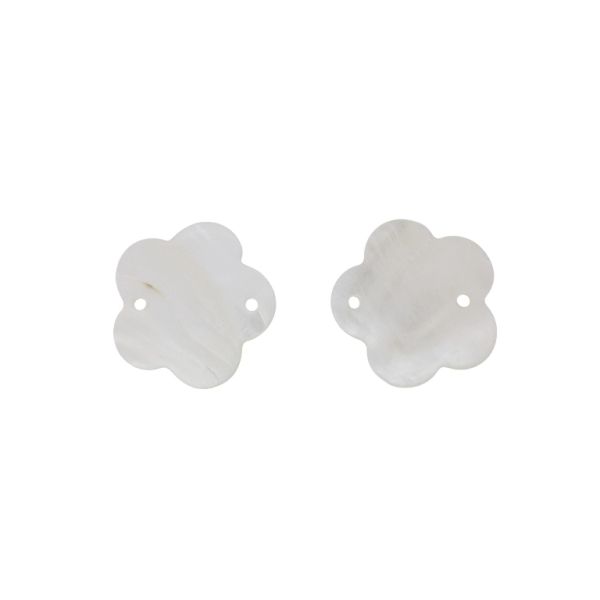 MOTHER OF PEARL BEADS  - CONNECTING ELEMENT - FLOWER 01 - 44x2.5mm WHITE - 2pcs. Hole-3.2mm 