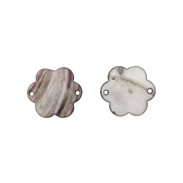 MOTHER OF PEARL BEADS  - CONNECTING ELEMENT - FLOWER 01 - 45x2.5mm BROWN - 2pcs. Hole-3.2mm 