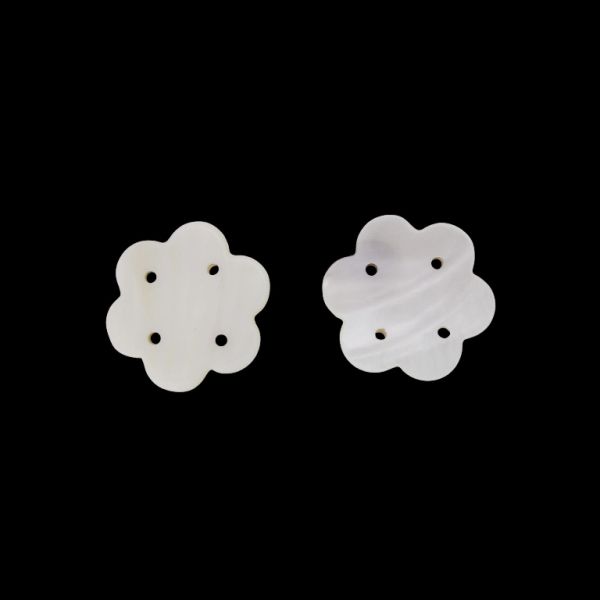 MOTHER OF PEARL BEADS  - CONNECTING ELEMENT - FLOWER 02 - 45x3.0mm WHITE - 2pcs. Hole-3.0mm 