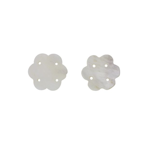 MOTHER OF PEARL BEADS - CONNECTING ELEMENT - FLOWER 02 - 45x3.0mm WHITE - SECOND-RATE - PACKAGE 20pcs. Hole-3.0mm 