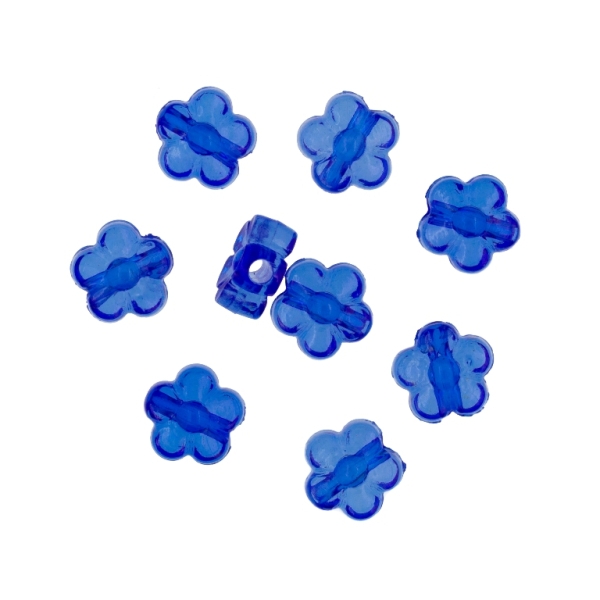 TRANSPARENT PLASTIC BEADS - FLOWER 02 - 8x4mm BLUE (DARK) V44 - 50g Hole-2.0mm (285pcs.)