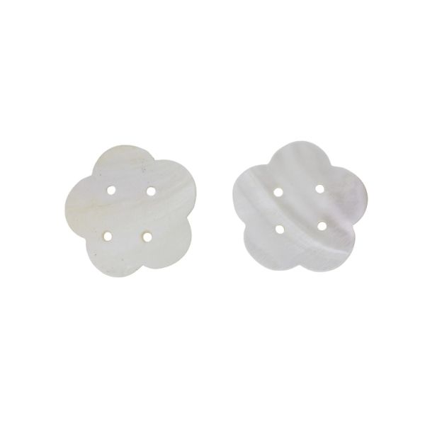 MOTHER OF PEARL BEADS  - CONNECTING ELEMENT - FLOWER 02 - 49x3.0mm WHITE - 2pcs. Hole-3.5mm 