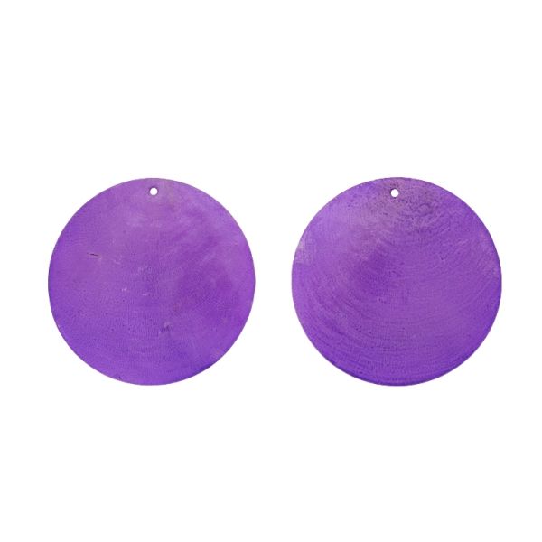 MOTHER OF PEARL BEADS - FLAKE 01 - CIRCLE - 60x0.7mm PURPLE - PACKAGE 20pcs. Hole-1.6mm 