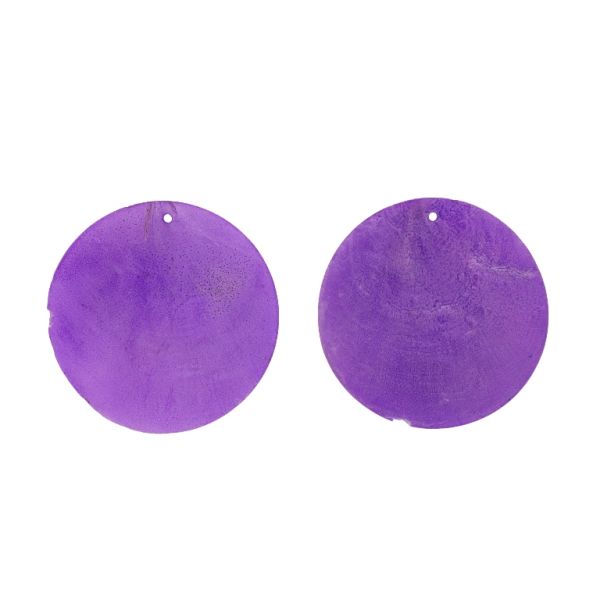 MOTHER OF PEARL BEADS - FLAKE 01 - CIRCLE - 60x0.7mm PURPLE - SECOND-RATE - PACKAGE 20pcs. Hole-1.6mm 
