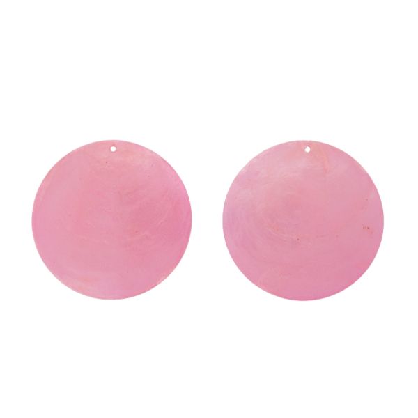 MOTHER OF PEARL BEADS  - FLAKE 01 - CIRCLE - 60x0.7mm PINK (LIGHT) - 2pcs. Hole-1.6mm 