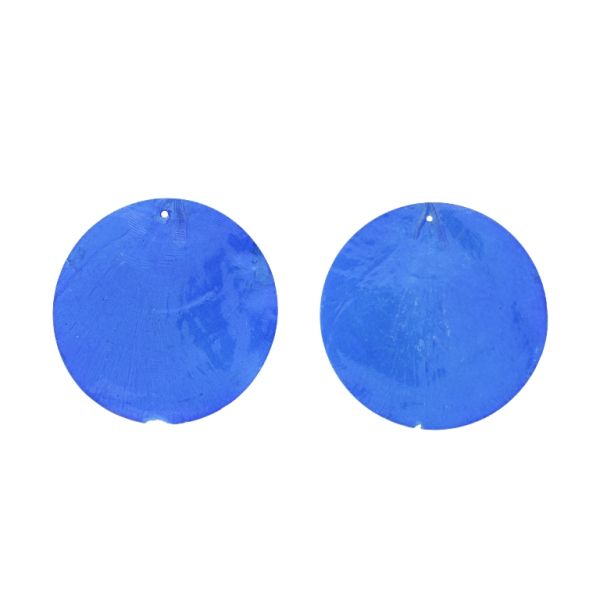 MOTHER OF PEARL BEADS - FLAKE 01 - CIRCLE - 60x0.7mm BLUE - SECOND-RATE - PACKAGE 20pcs. Hole-1.6mm 