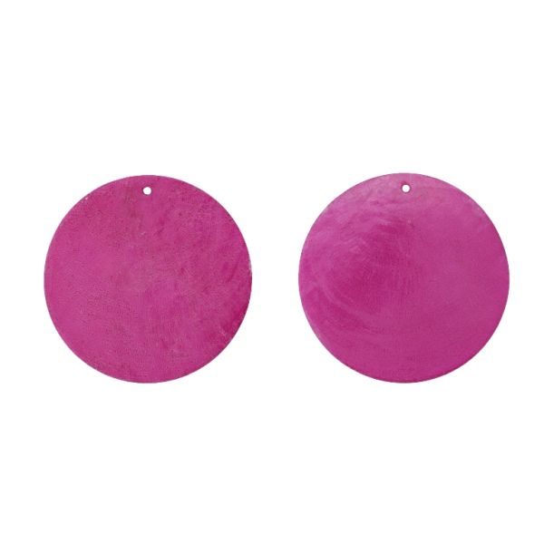 MOTHER OF PEARL BEADS  - FLAKE 01 - CIRCLE - 60x0.7mm CYCLAMEN (DARK) - 2pcs. Hole-1.6mm 
