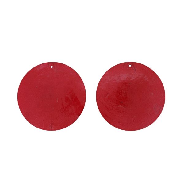 MOTHER OF PEARL BEADS  - FLAKE 01 - CIRCLE - 60x0.7mm RED - 2pcs. Hole-1.6mm 