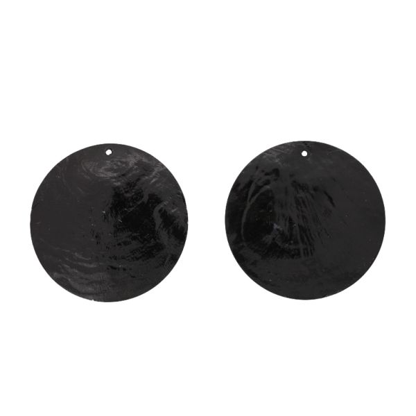 MOTHER OF PEARL BEADS  - FLAKE 01 - CIRCLE - 60x0.7mm BLACK - 2pcs. Hole-1.6mm 