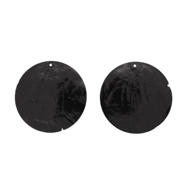 MOTHER OF PEARL BEADS - FLAKE 01 - CIRCLE - 60x0.7mm BLACK - SECOND-RATE - PACKAGE 20pcs. Hole-1.6mm 